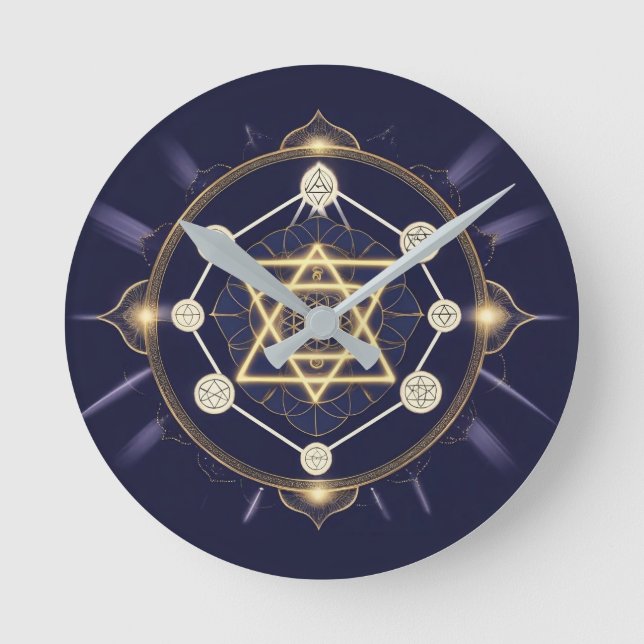 Blomman av Oändlighet — Celestial Helig Geometri Rund Klocka (Framsida)