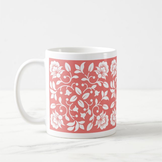 Blomman Coral och White Färg Kaffemugg (Vänster)