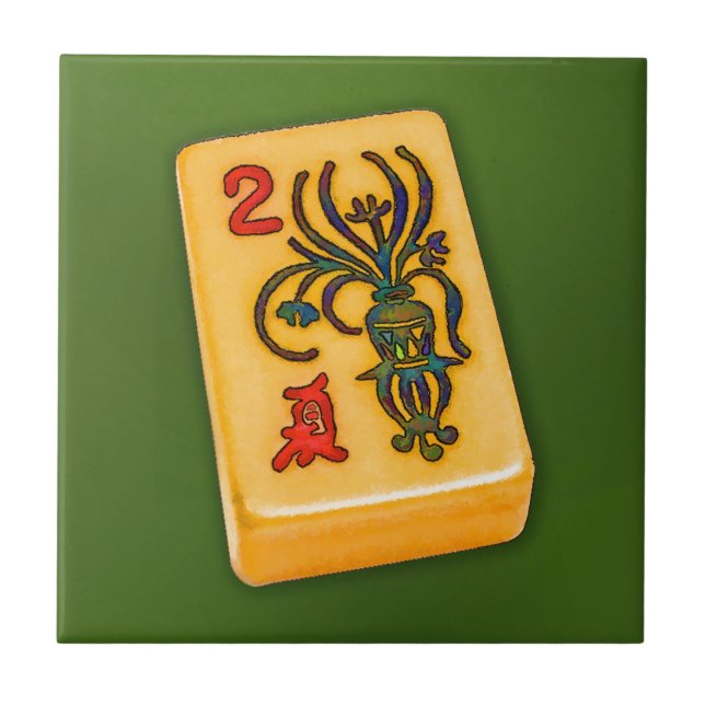 Blomman för Mah Jongg belägger med tegel Kakelplatta (Framsidan)