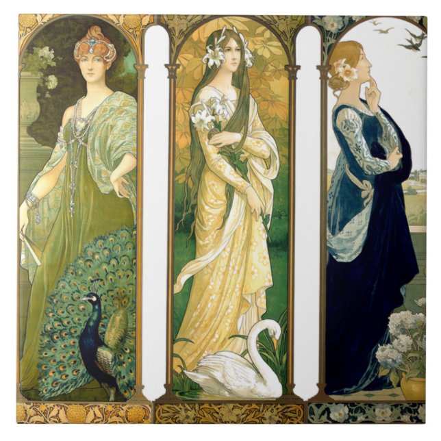 Blomman för påfågeln för svanen för art kakelplatta (Framsidan)