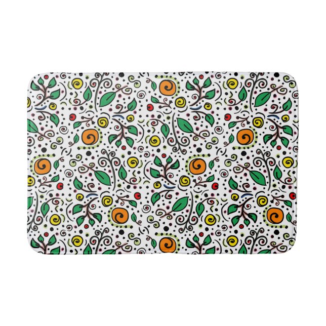 Blomman Mönster orange Swirl Berry on White - Badrumsmatta (Framsidan)