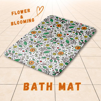 Blomman Mönster orange Swirl Berry on White - Badrumsmatta
