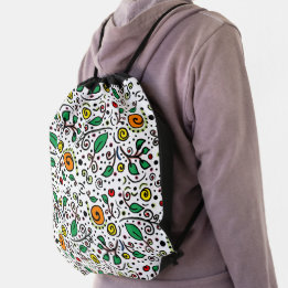 Blomman Mönster orange Swirl Berry on White - Gympapåse