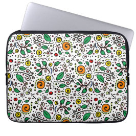 Blomman Mönster orange Swirl Berry on White - Laptop Fodral