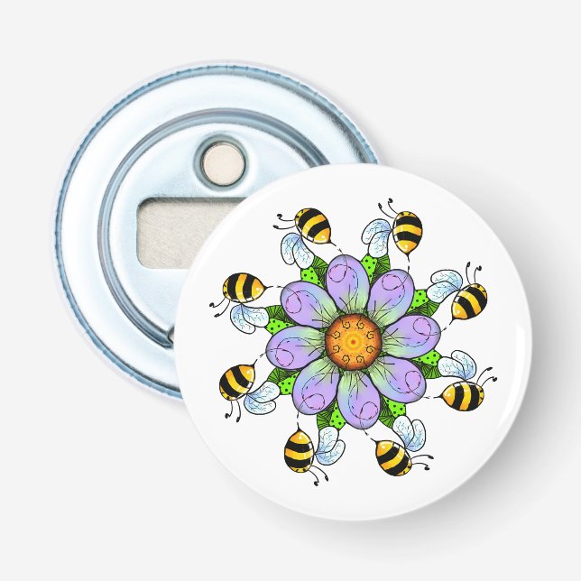 Blomman och bina flaska-öppnaren flasköppnare (Framsidan)