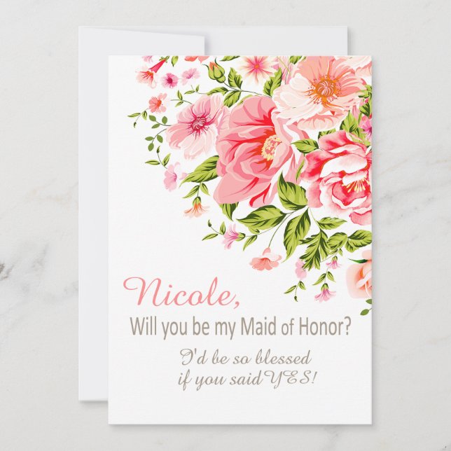 Blomman som duschen ska dig, är min maid of honor? inbjudningar (Framsida)