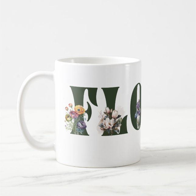 Blommånad i blommor kaffemugg (Vänster)