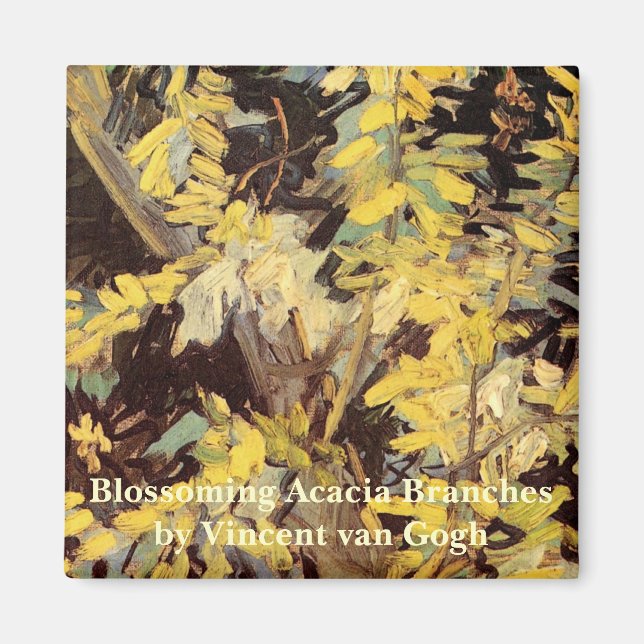 Blommande akaciagrenar av Vincent van Gogh Magnet (Framsidan)