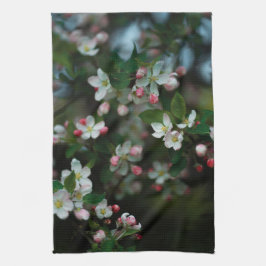 Blommande äppelträd, vårstämning kökshandduk