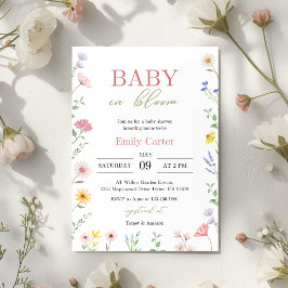 Blommande Baby Baby Shower Inbjudan