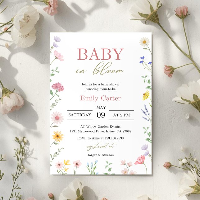 Blommande Baby Baby Shower Inbjudan (Skapare uppladdad)