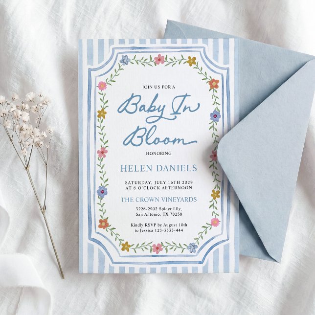 Blommande Baby Baby Shower Inbjudan (Skapare uppladdad)