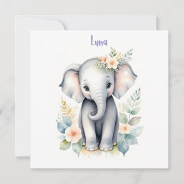 Blommande Baby Elefant Inbjudningar