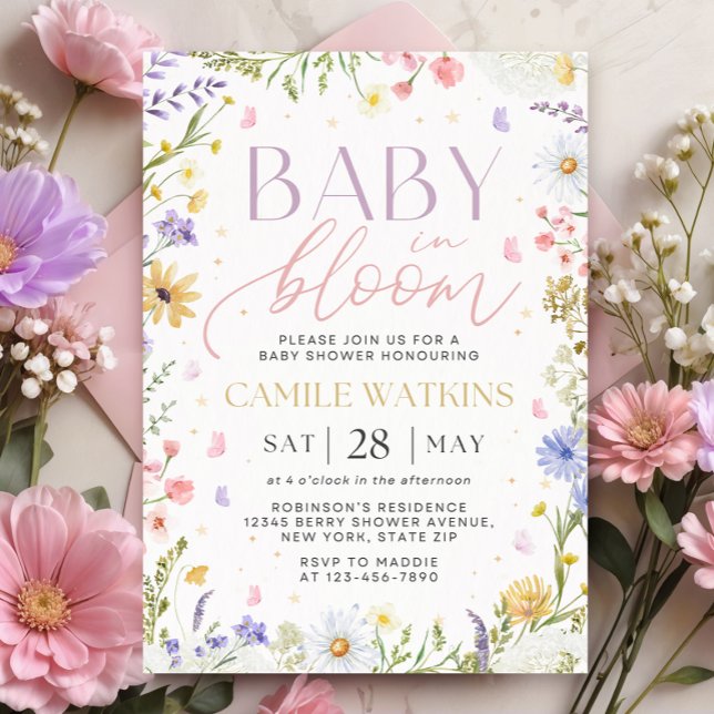 Blommande Baby Förlossningsfest Inbjudan (Skapare uppladdad)