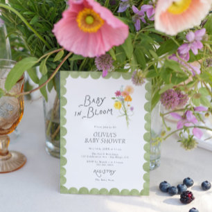 Blommande Baby i Knopp Baby Shower Inbjudningar