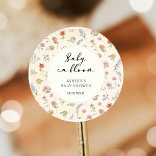 Blommande Baby I Knopp Babyfirande Runt Klistermärke