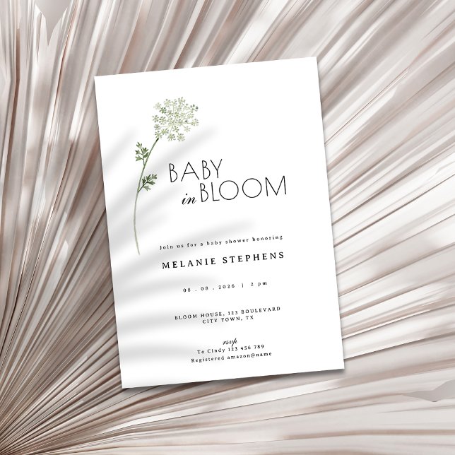 Blommande Baby i Knopp Barnkalas Inbjudningar (baby in bloom baby shower invitation)