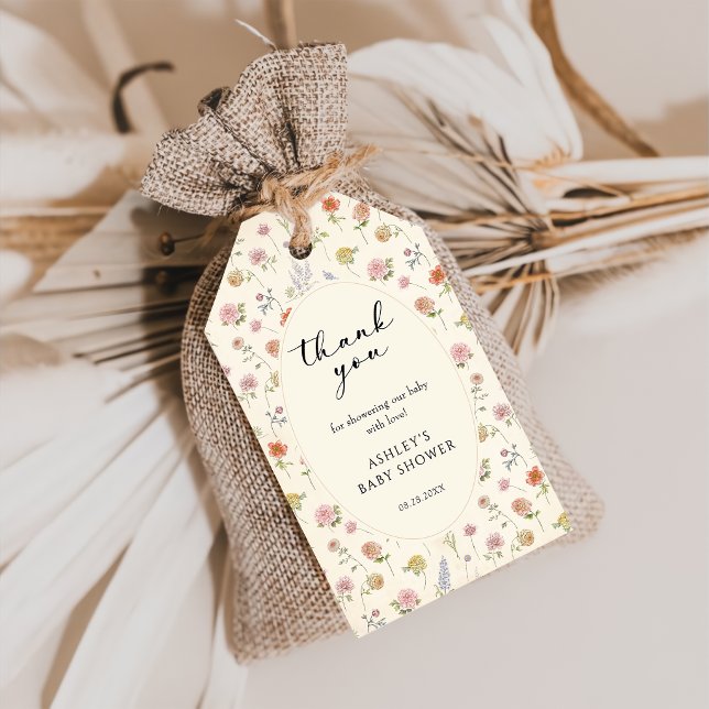 Blommande Baby I Knopp Bebis Shower Presentetikett (Skapare uppladdad)