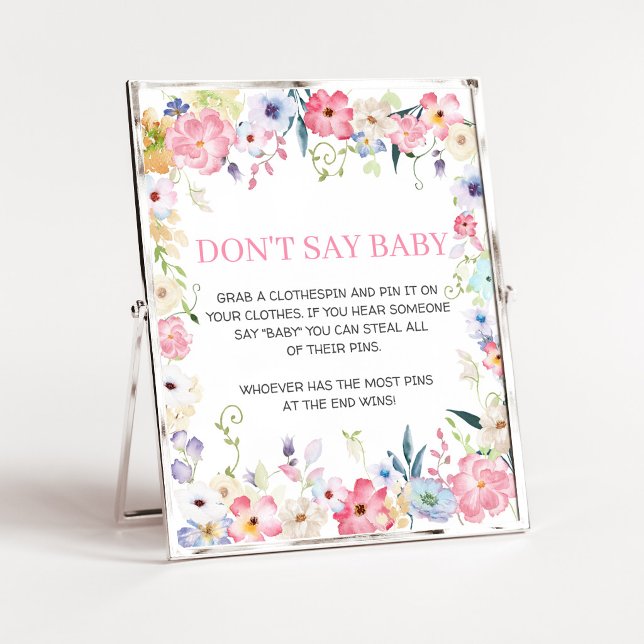 Blommande Baby i Knopp Säga Inte Baby Skylt (Baby in Bloom Baby Shower Don't Say Baby Sign)