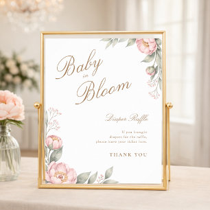 Blommande Bebis Avslöjande Baby Shower Blöja Lotte Poster