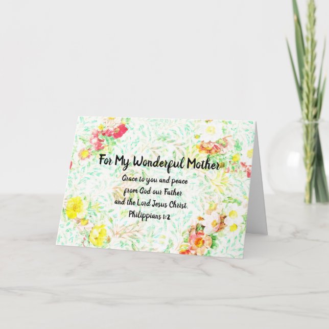 Blommande bibelvers mors dag Filiposbrevet 1:2 Kort (Framsida)