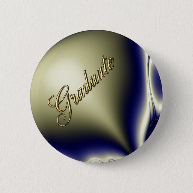 Blommande Blå Fraktal Examen Knapp (Framsida)