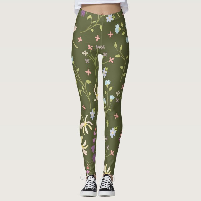 Blommande Blommigt i Vår Leggings (Framsida)