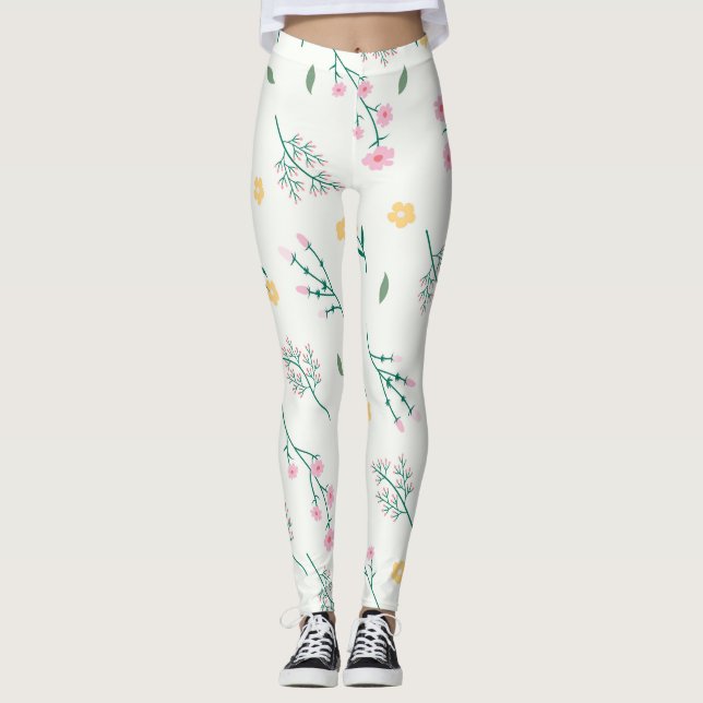 Blommande Blommigt i Vår Leggings (Framsida)