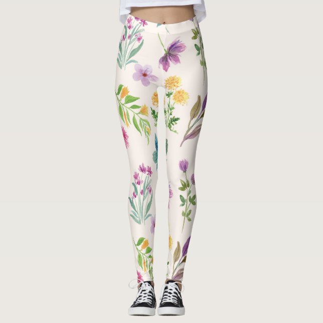 Blommande Blommigt i Vår Leggings (Framsida)