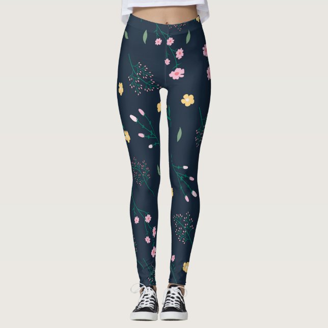 Blommande Blommigt i Vår Leggings (Framsida)