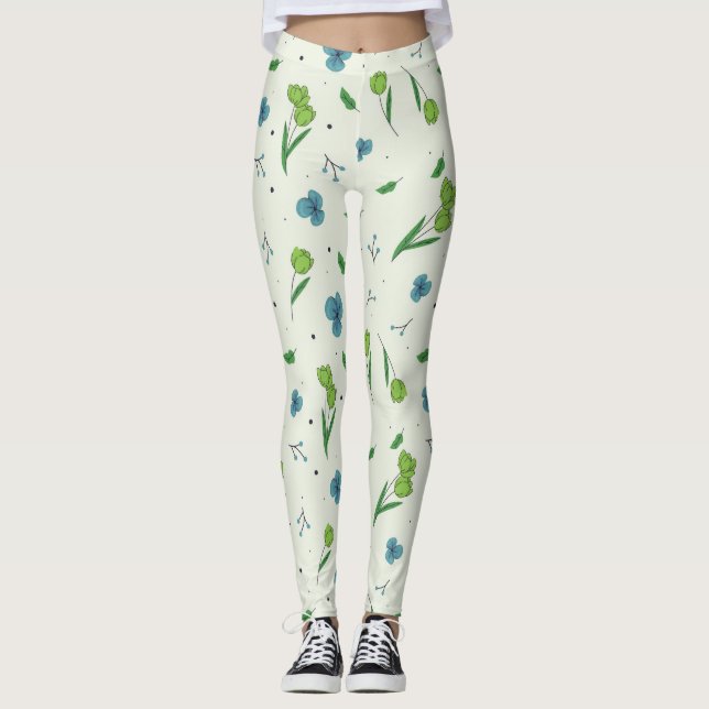 Blommande Blommigt i Vår Leggings (Framsida)