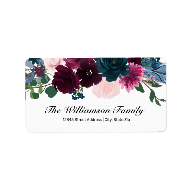Blommande blommor - adressetikett (Framsidan)