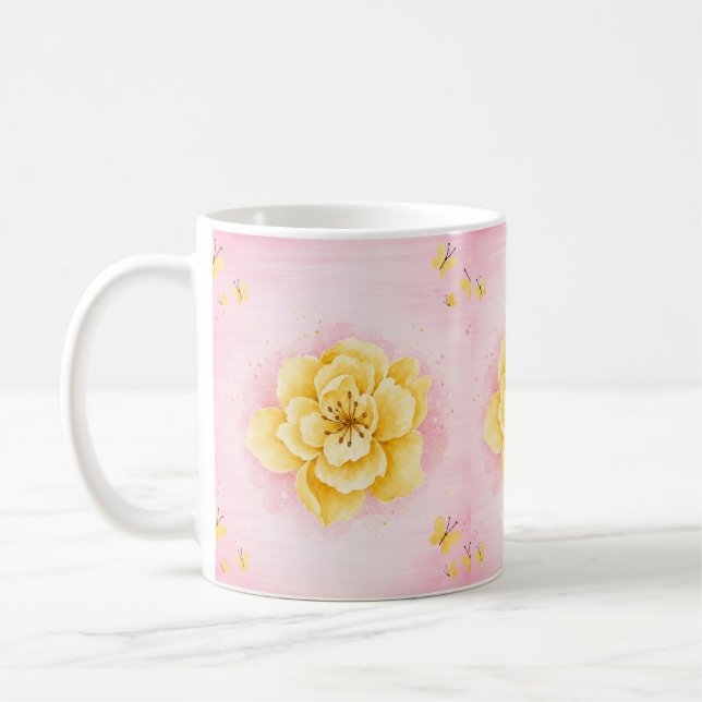Blommande blommor-mugg  kaffemugg (Vänster)