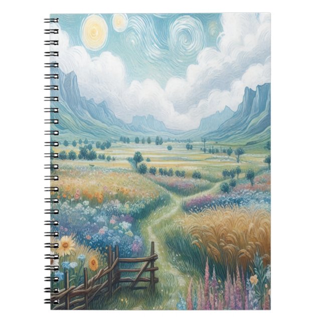 Blommande blommor och berg anteckningsbok (Framsidan)