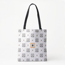 Blommande blomsterhandritad doodle med monogram