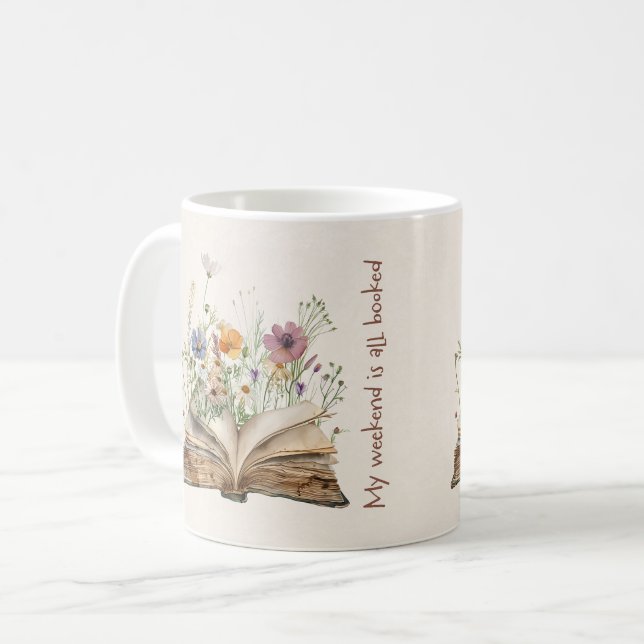 Blommande bokälskare kaffemugg (Framsida vänster)