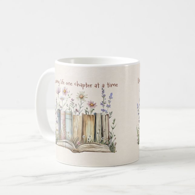 Blommande bokälskare kaffemugg (Framsida vänster)