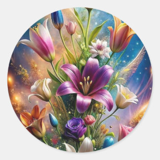 Blommande charm – estetiska blommotiv-dekaler runt klistermärke