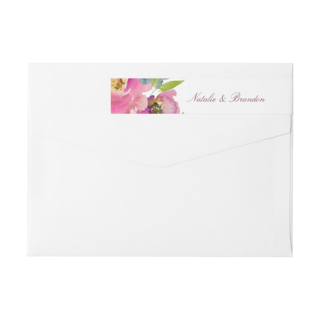 Blommande Chic Mint & Blush Blommig Monogram Bröll Etikettband (Baksidan)