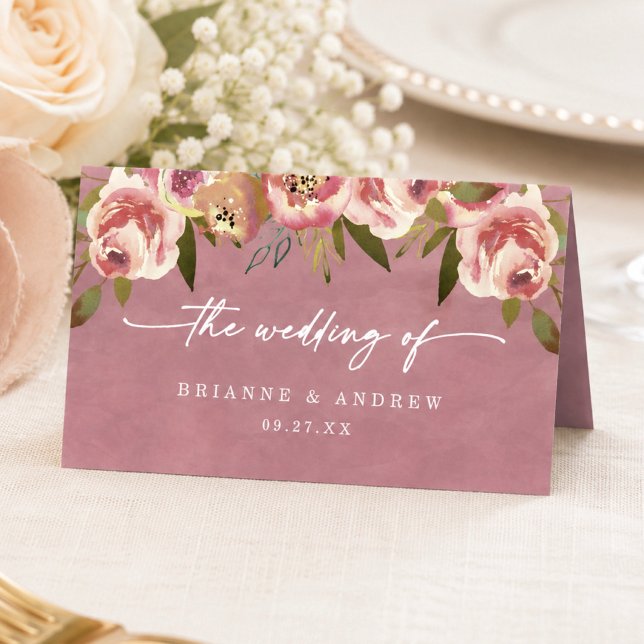 Blommande Chic Wild Rose Rosa Bröllop Placeringskort (Elegant wild rose pink floral reception table reserved place cards)