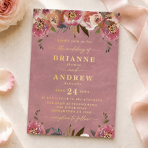 Blommande Chic Wild Rose Rosa Foto Bröllop Guld
