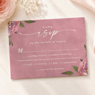 Blommande Chic Wild Rose Rosa Måltidsval Svarskort OSA Kort