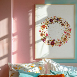Blommande cirkel | Pressad blomsterkonst av S. Fri Poster