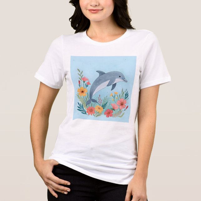 Blommande delfin t shirt (Framsida)