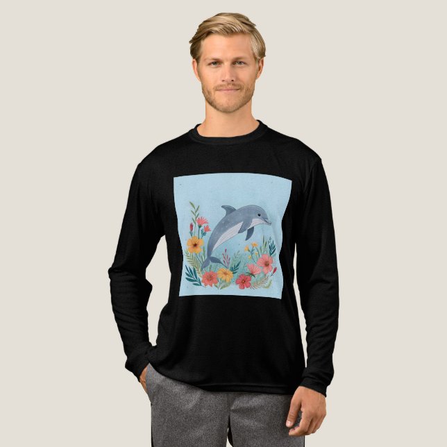 Blommande delfin t shirt (Hel framsida)