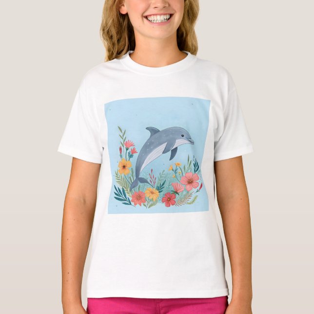 Blommande delfin t shirt (Framsida)