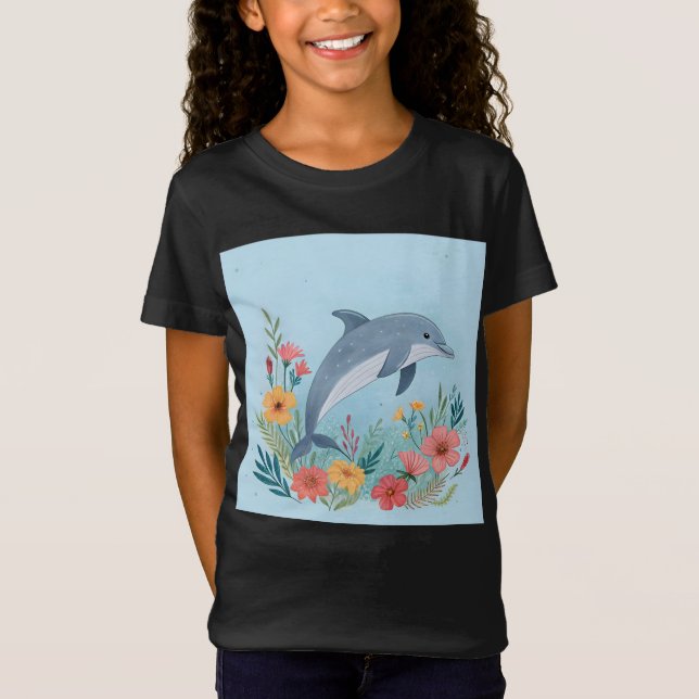 Blommande delfin t shirt (Framsida)