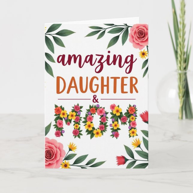 Blommande Dotter Och Mamma Kort (Framsida)