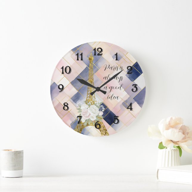 Blommande Eiffeltornet Paris är Alltid En Bra Idé Stor Klocka (Hem)