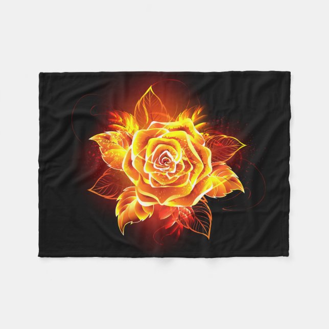 Blommande eldröda rosor fleecefilt (Framsidan (Horisontell))